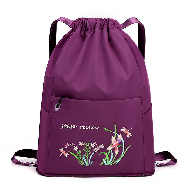 Double Backpack, Nylon, Foldable, Embroidered