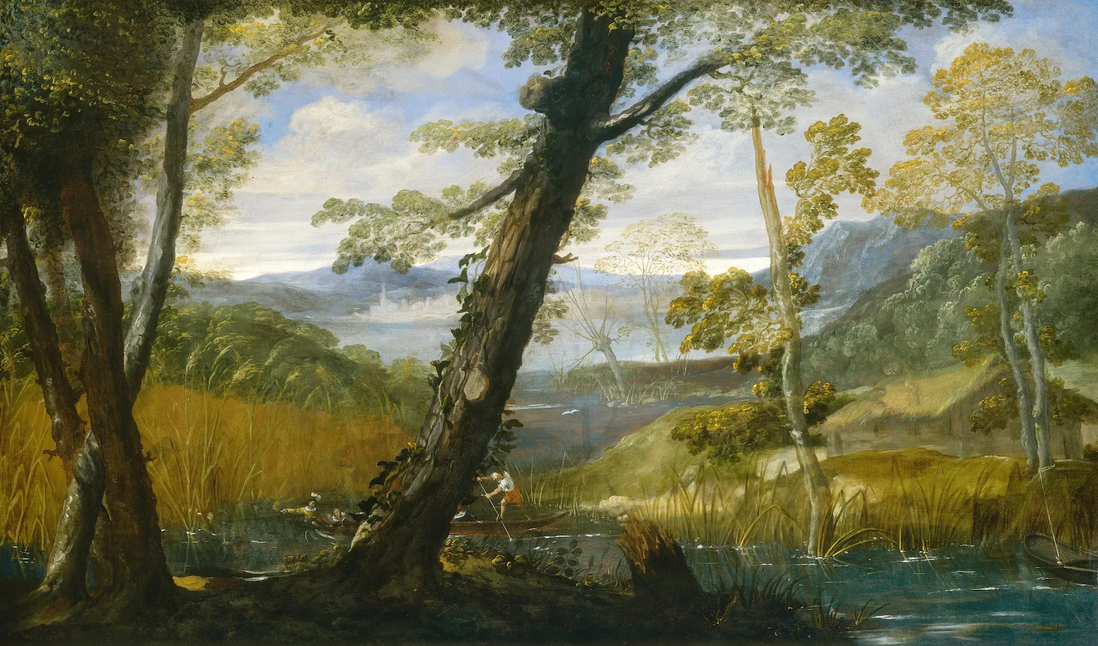 Classical Landscape With River Painting - Classical Oil Painting 4K Wallpaper (4096x2408)