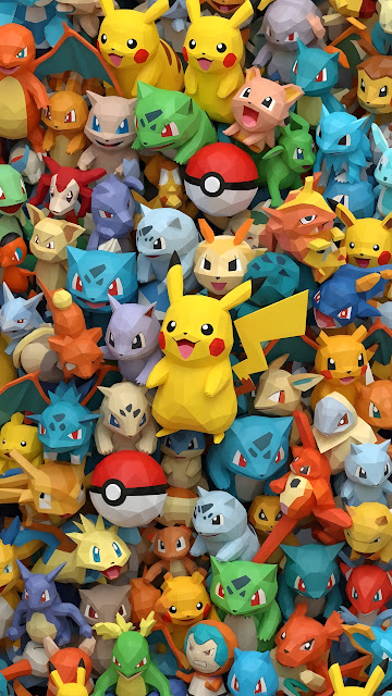 Low-Poly Geometric Collection of Classic Pokemon - Free mobile Wallpaper