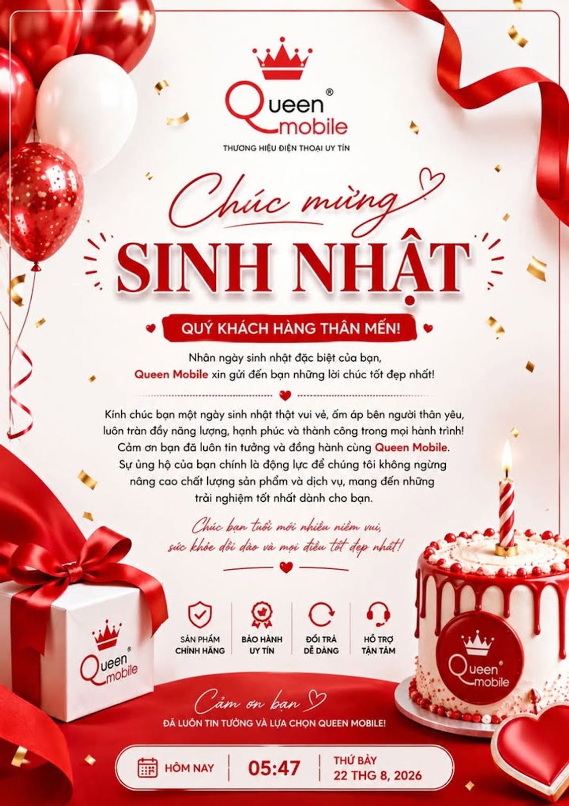 CHÚC MỪNG SINH NHẬT – 22/08/2026 

#SinhNhat #ChucMungSinhNhat #QueenMobile #Nga...