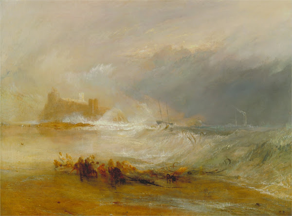 Wreckers  Coast of Northumberland with a Steam Boat Assisting a Ship off Shore 1