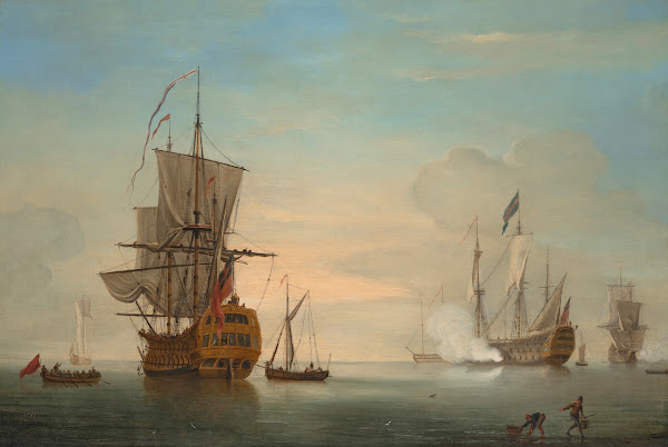 Men of War and other craft in a breeze