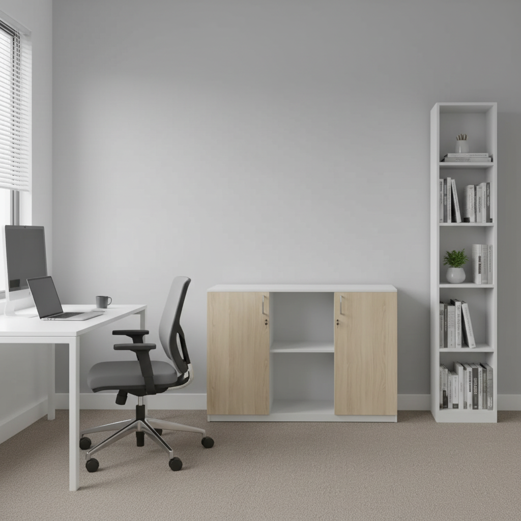 RADAR Color Two Door Storage Cabinet With Central Open Shelf