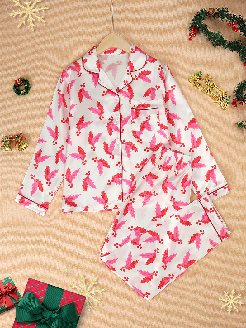 Family Pajama Set, Silky Look, Christmas Motifs