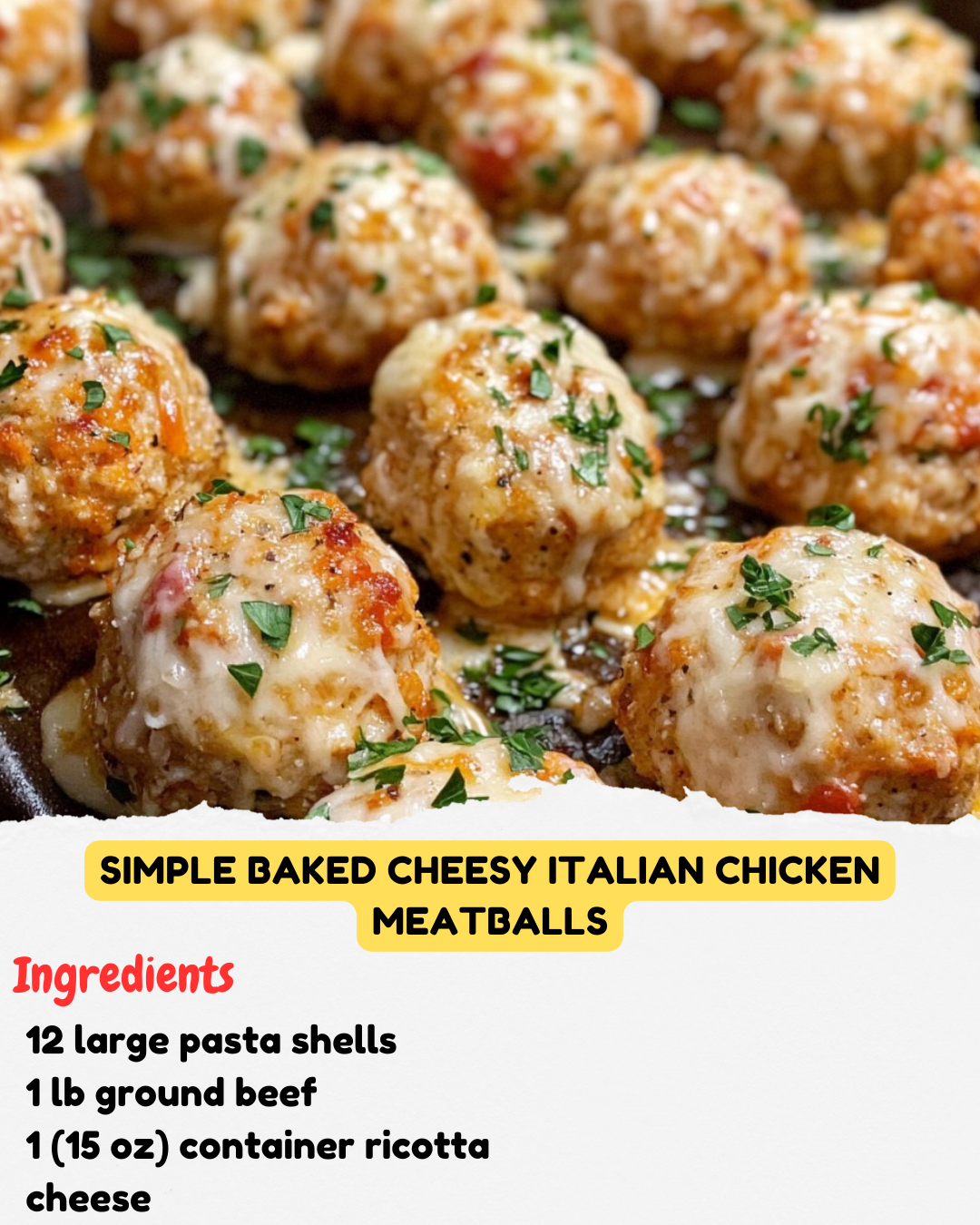 Simple Baked Cheesy Italian Chicken Meatballs