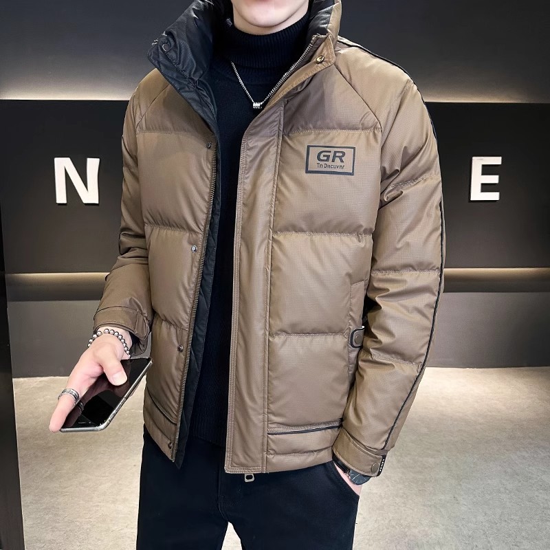 Solid-colored men's down jacket, lined