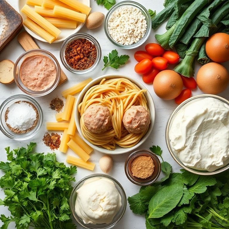 Ingredients for Creamy Swedish Meatball Pasta Bake for Easy Dinners: Quick & Comforting