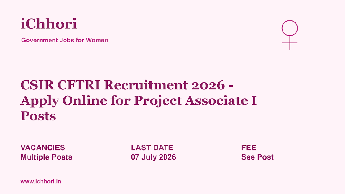 CSIR CFTRI Recruitment 2026 - Apply Online for Project Associate I Posts - iChhori