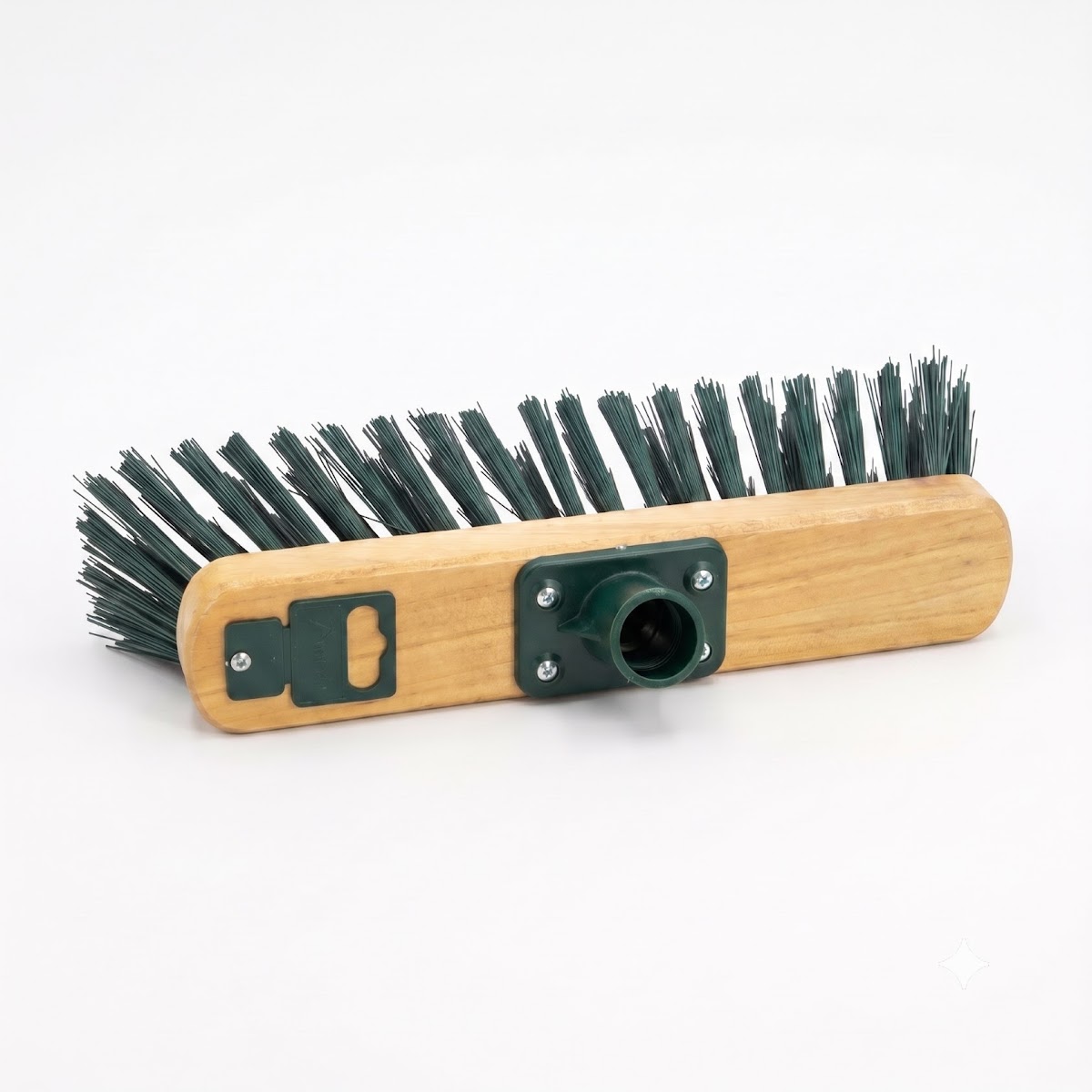 12' (57MM) VARNISH GREEN PET BROOM + 4 SCREWS TREADED BRACKET photo 2