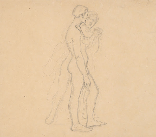 Sketches of two nude males 1842