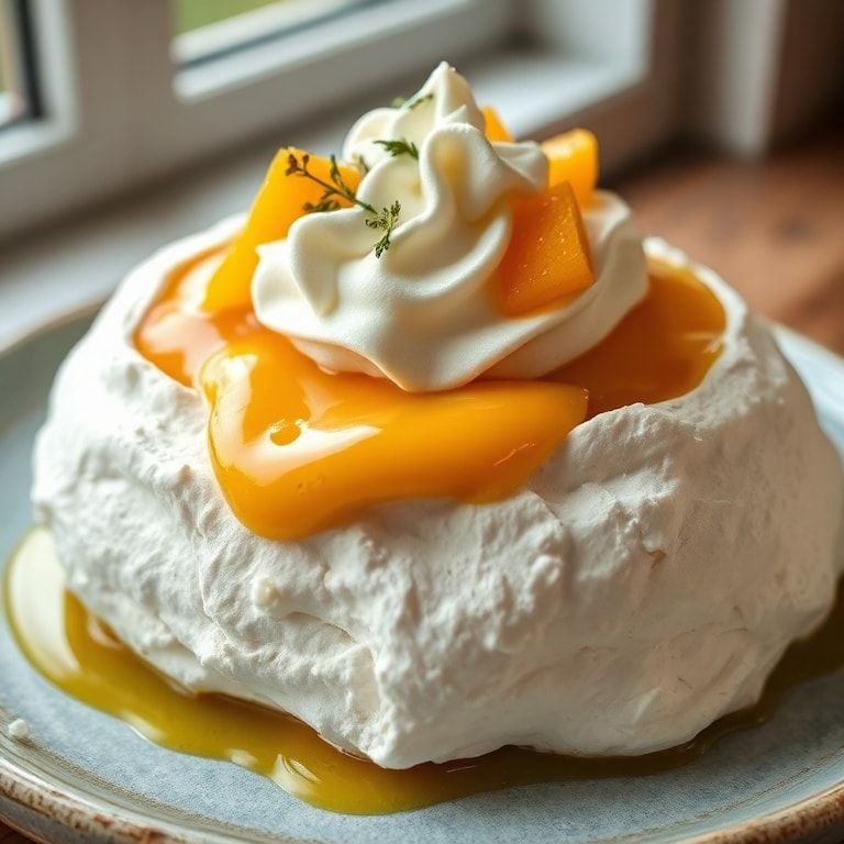 Mango Coconut Pavlova Recipe with Whipped Coconut Cream – Easy, Homemade, Tropical Delight finished