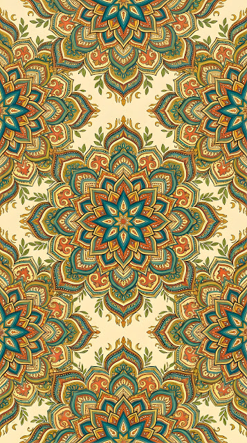 Seamless Vector Pattern of Colorful Bohemian Mandalas - Free mobile Wallpaper