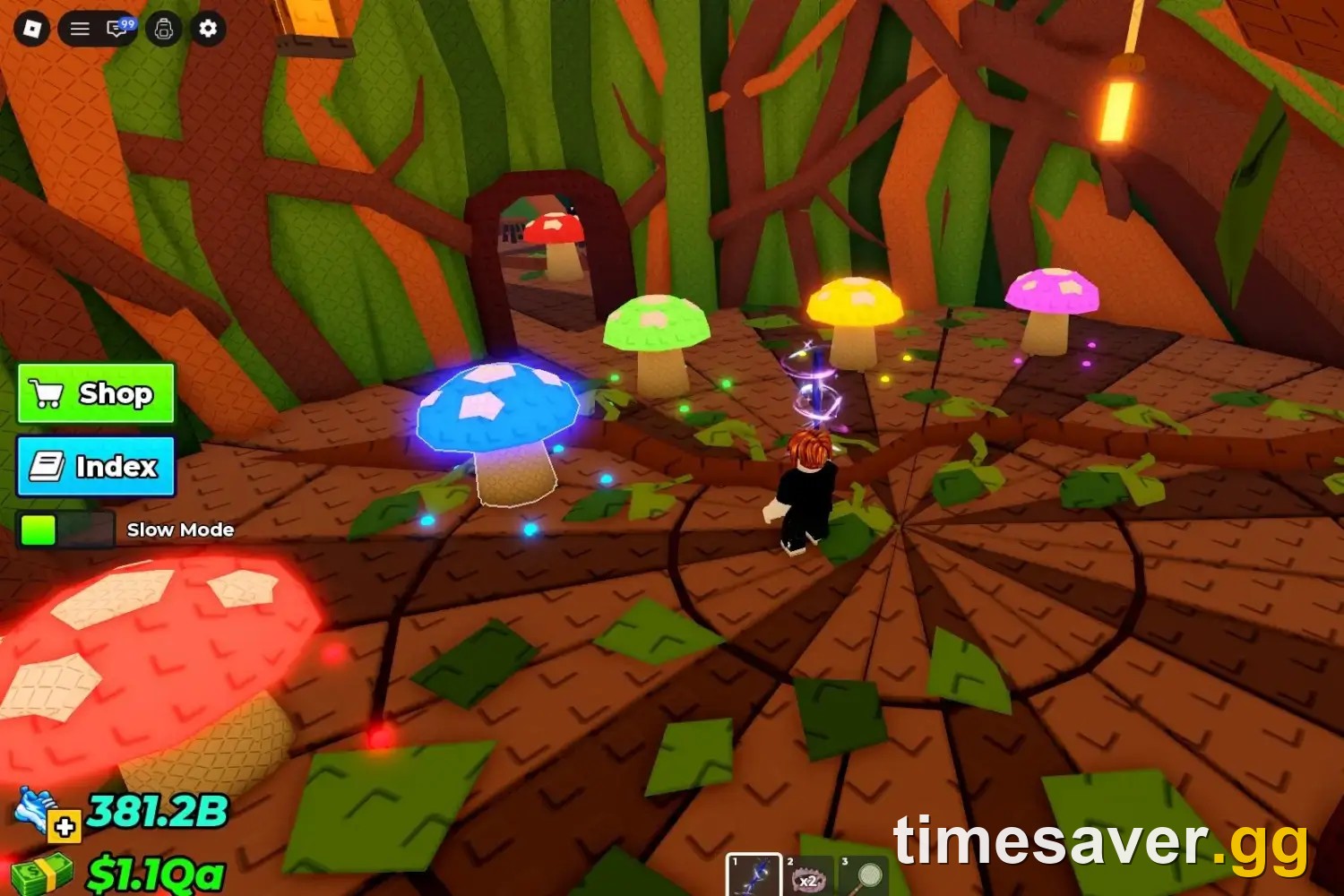 The five-mushroom Simon Says puzzle room inside the Enchanted Tree in Steal An Egg