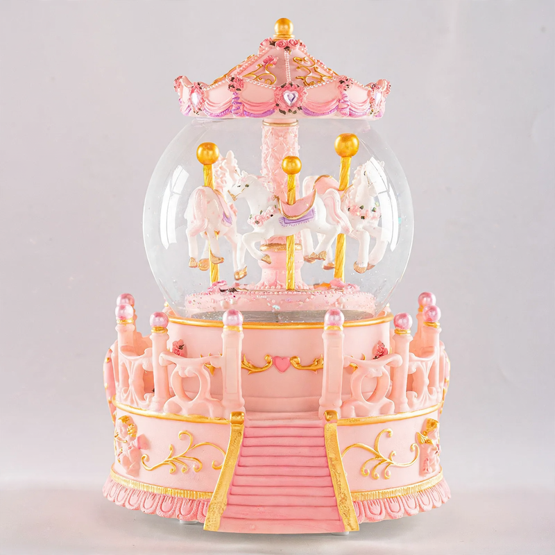 Crystal music box with carousel design