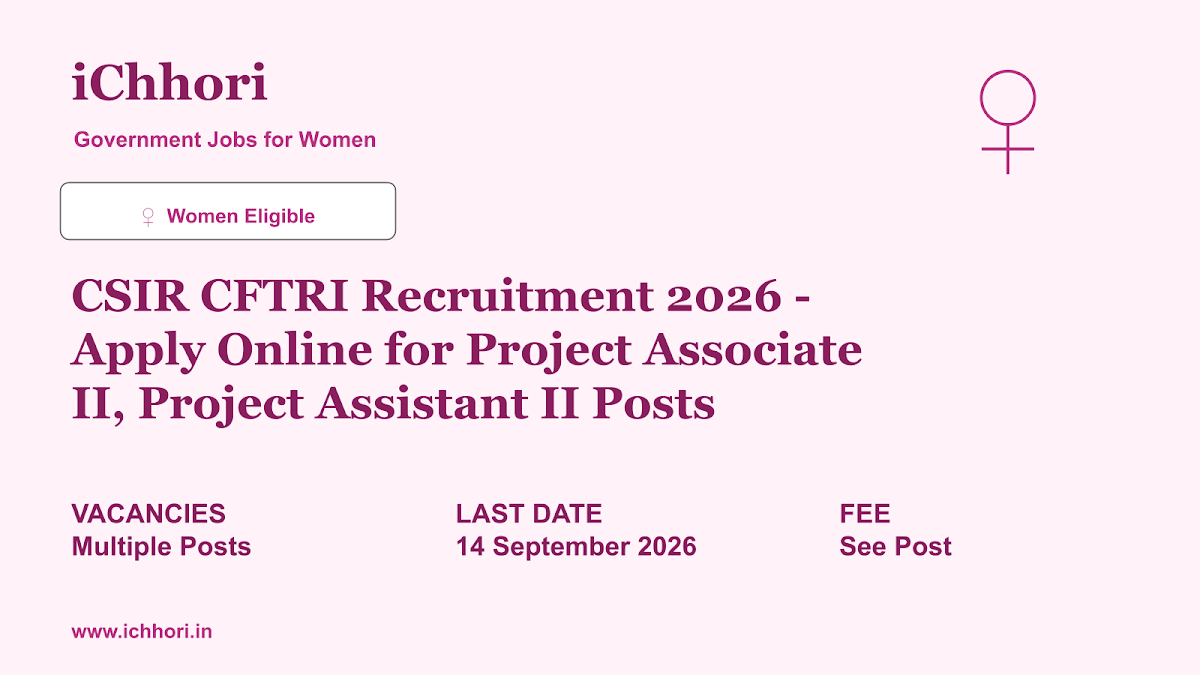 CSIR CFTRI Recruitment 2026 - Apply Online for Project Associate II, Project Assistant II Posts - iChhori
