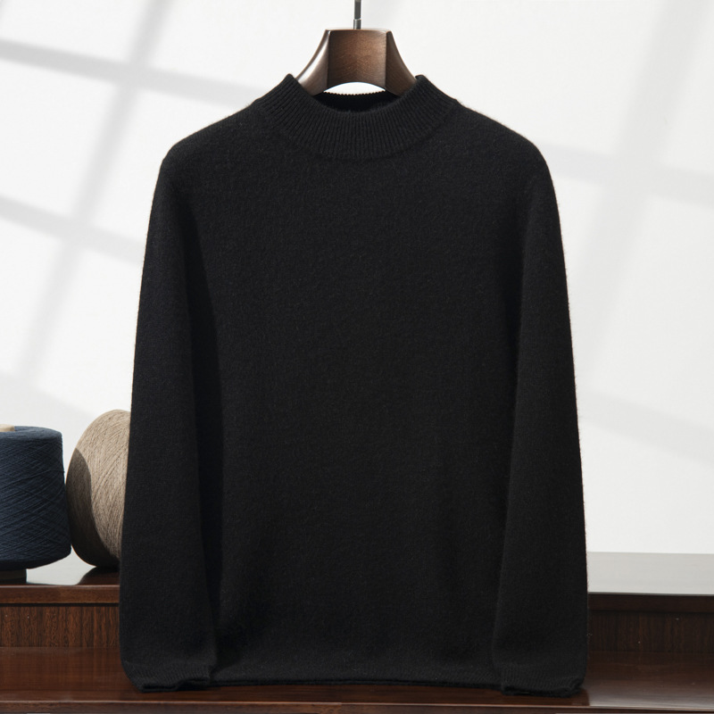 Herren-Kaschmirpullover, Stehkragen, dickes Strickdesign