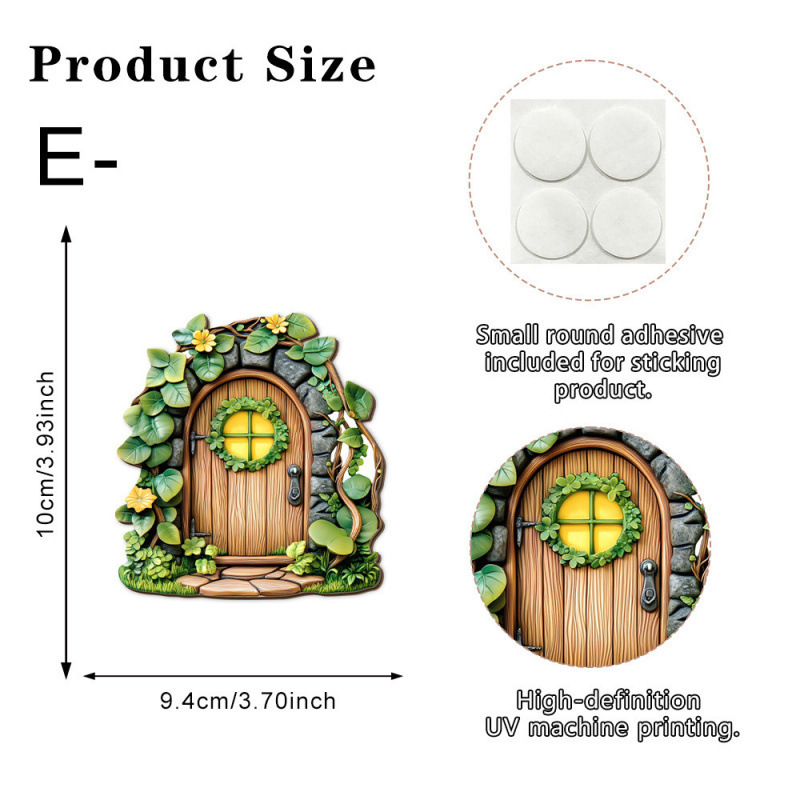 Decorative 2D fairy door made of pine wood for garden and home