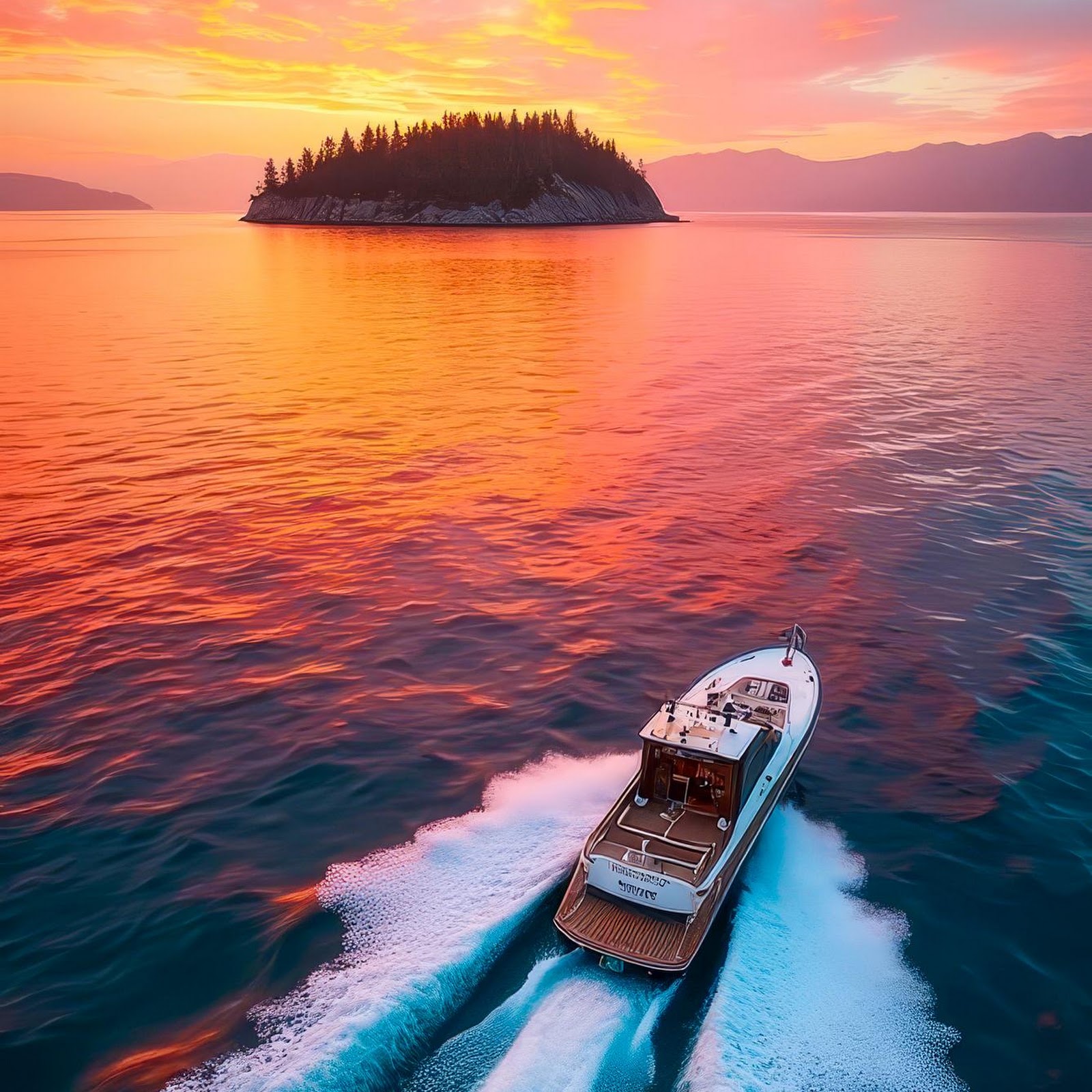 Download Motorboat Cruising at Sunset Full HD iPhone