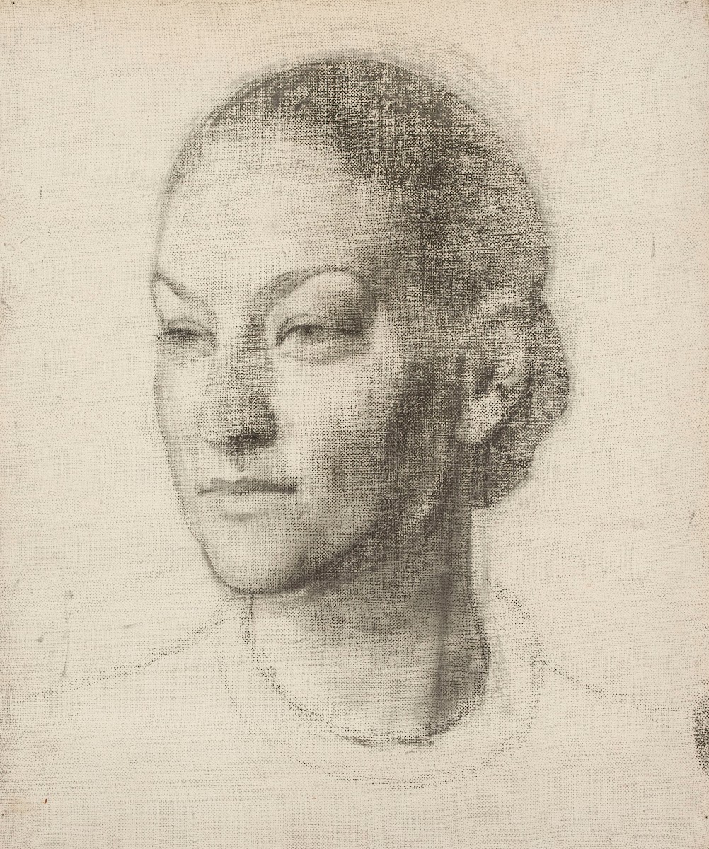 Sketch of a womans head for the portrait of Hanna Rembertowicz Szymborska 1930