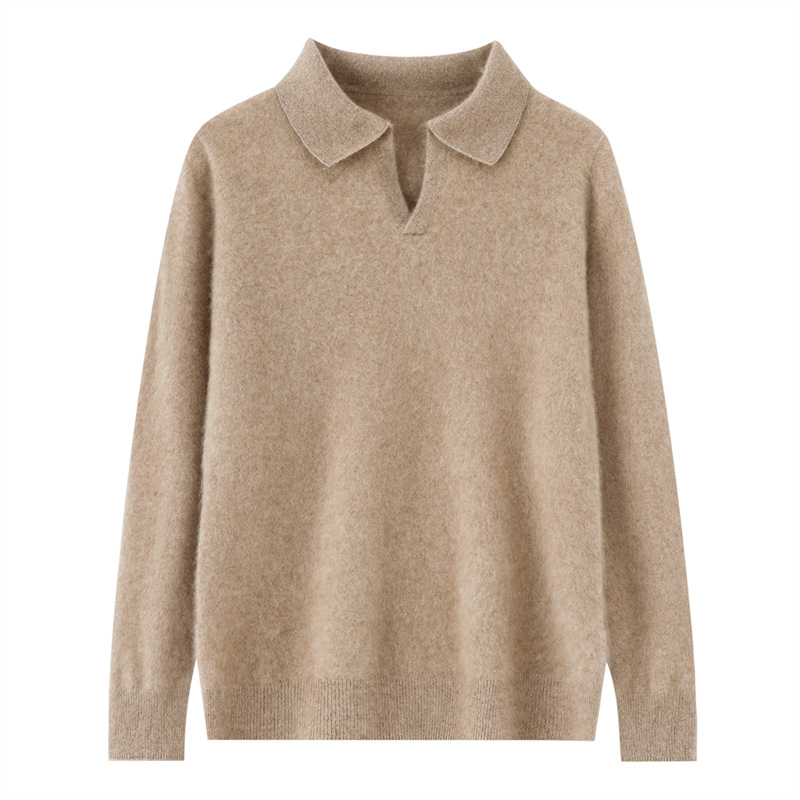 Men's Wool Sweater with Collar, Business-Casual