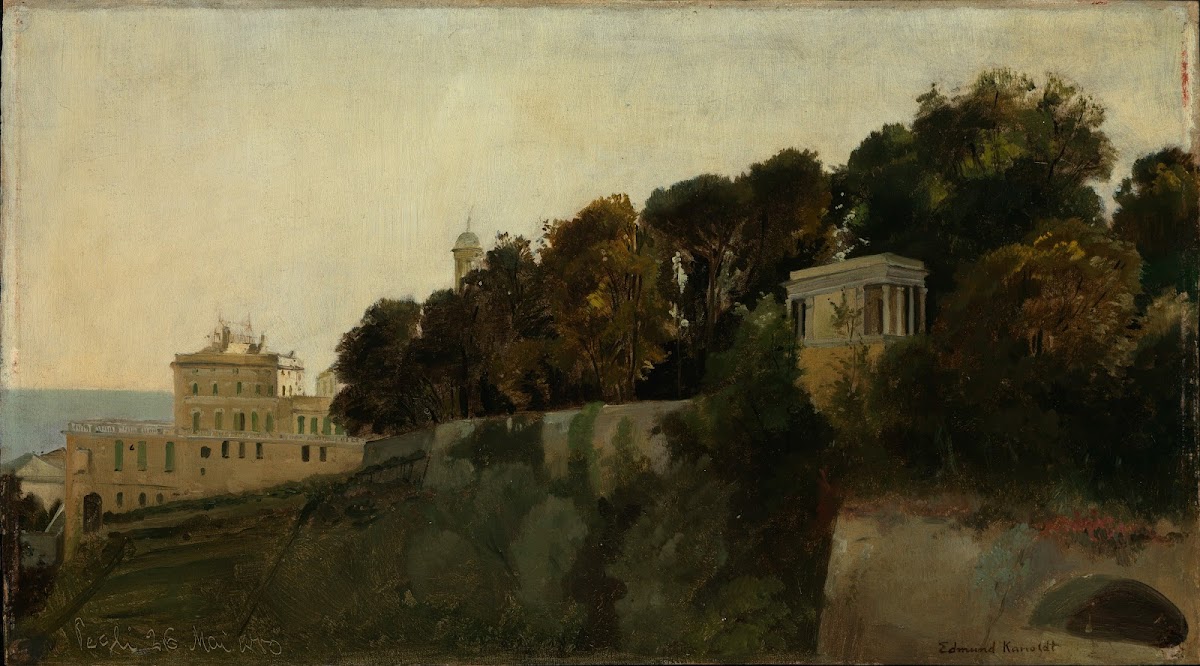 Abendstimmung aus der Villa Palavicini in Pegli bei Genua 1880
