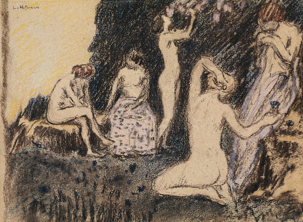 Landschaft mit fünf nackten Frauen