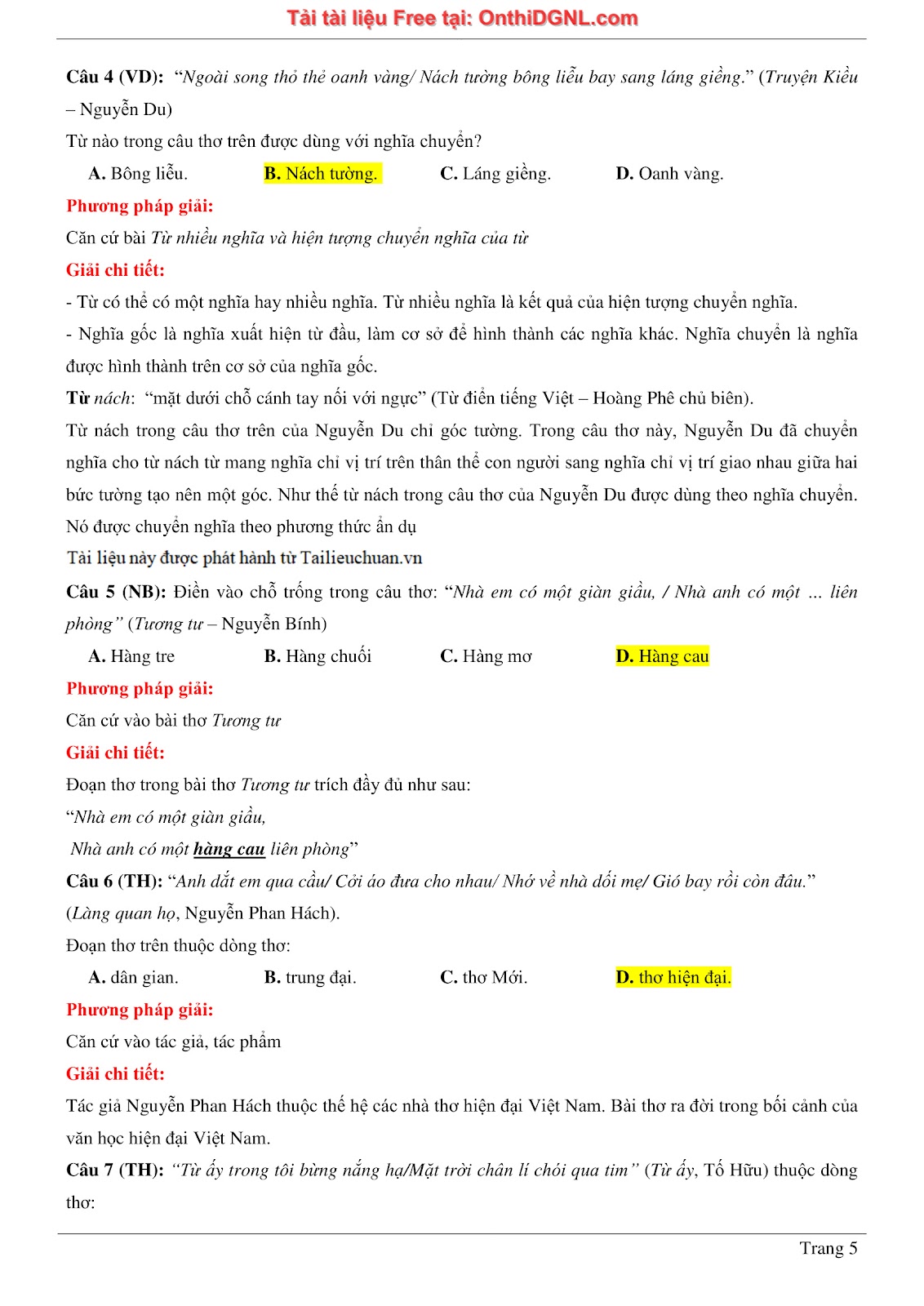 500 bài tập môn Ngữ Văn - Ôn thi ĐGNL ĐHQG TP HCM Phần 22