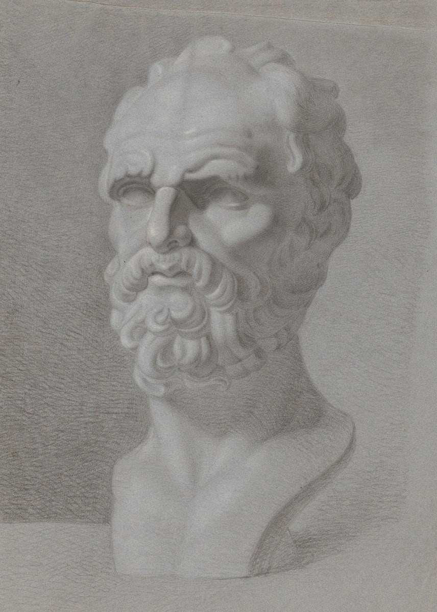 Studie van een gebeeldhouwd hoofd 1826
