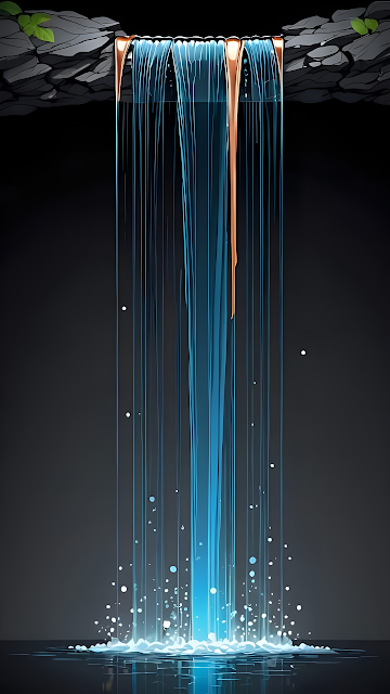 Glowing Abstract Waterfall Digital Art Minimalist Design - Free mobile Wallpaper