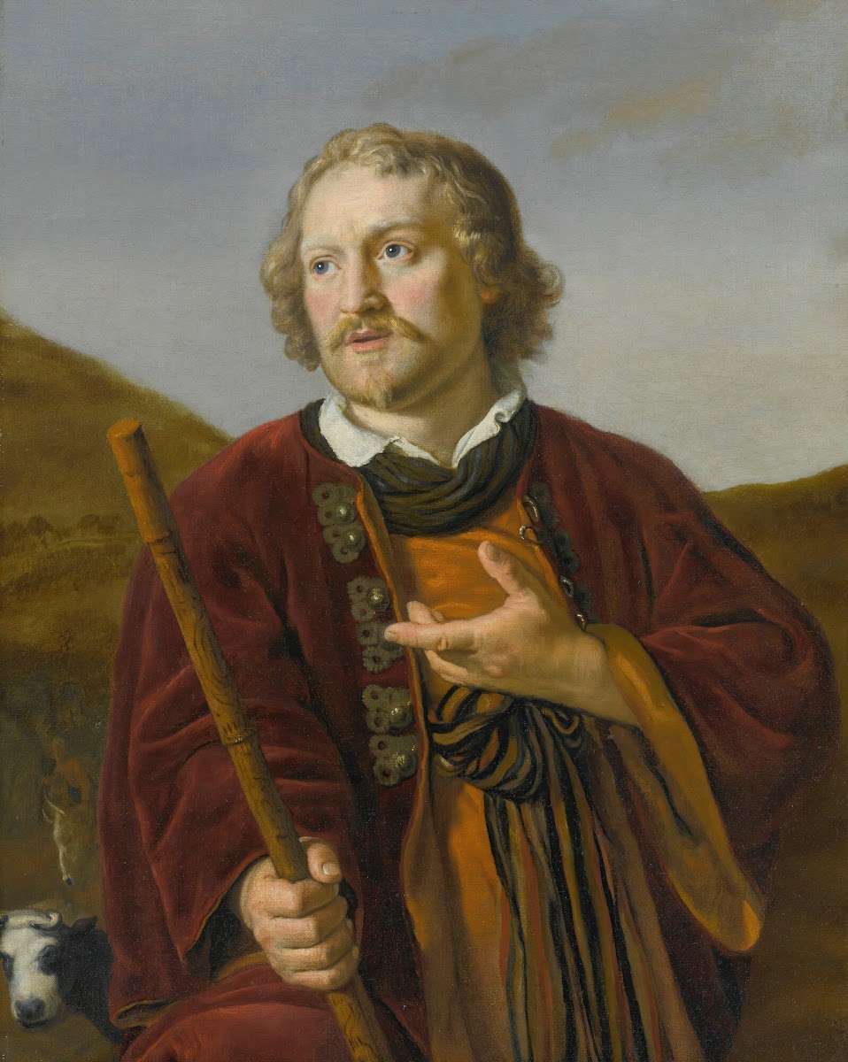 A Shepherd With His Staff His Herd Beyond