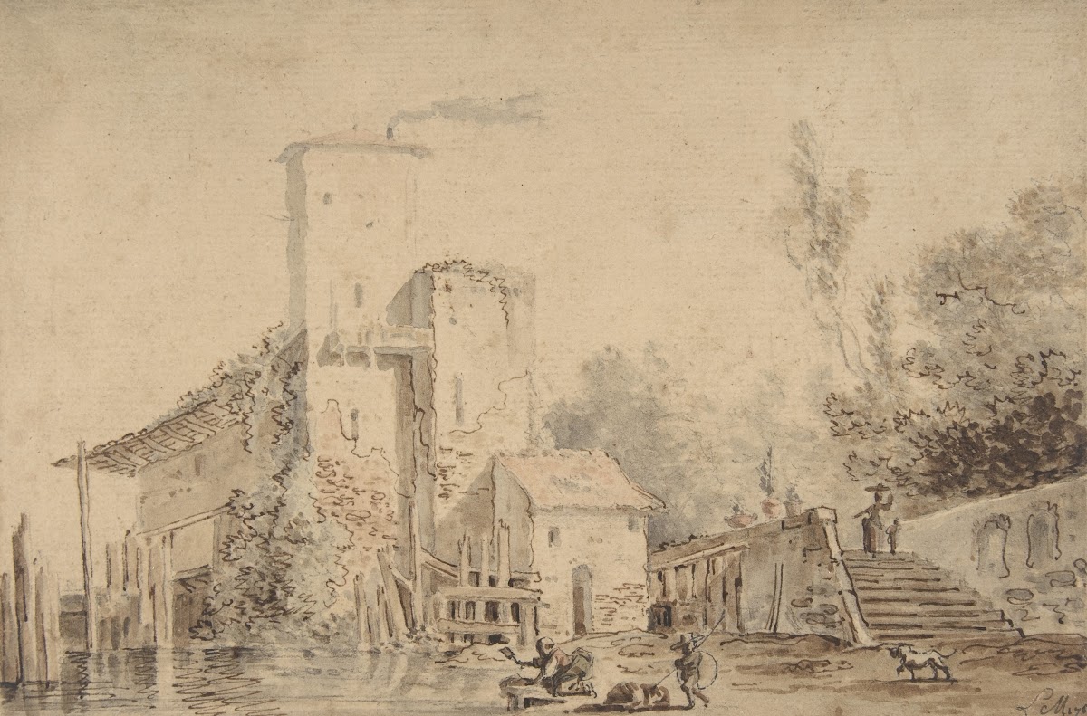 Farm House by a River with Figures 1765