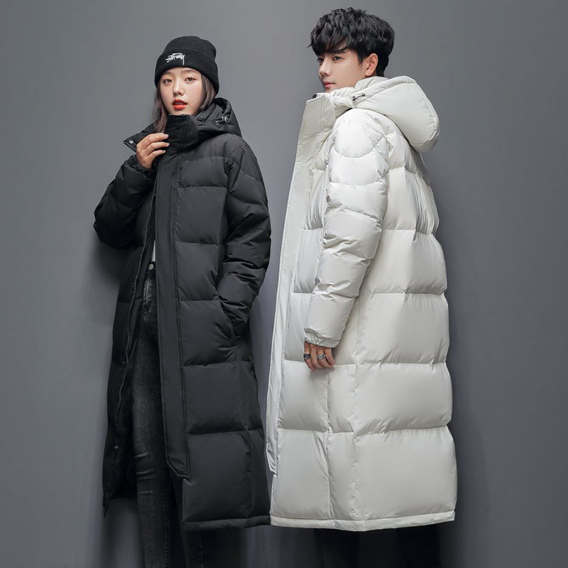 Long down coat for men and women, knee-length