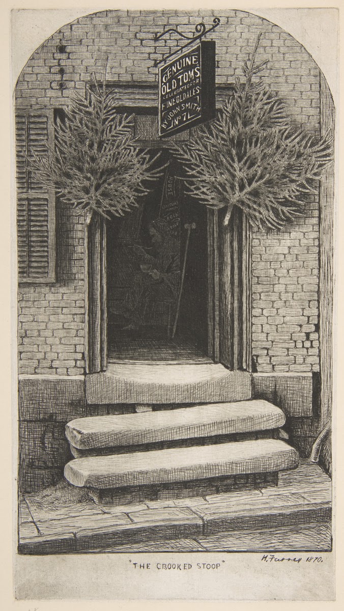 The Crooked Stoop Old Toms Chop House from Scenes of Old New York 1870
