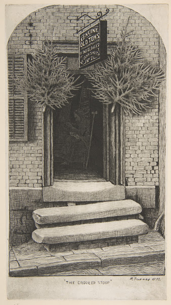 The Crooked Stoop Old Toms Chop House from Scenes of Old New York 1870