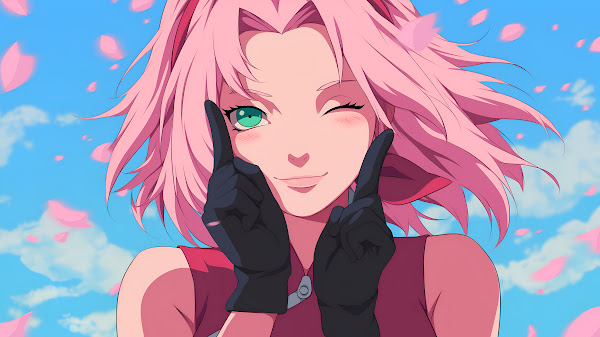 Naruto Sakura Winking Charming Anime - PC & Mobile Wallpaper 4K