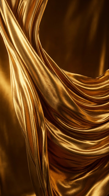 Abstract Waves of Glowing Gold Silk Fabric - Free mobile Wallpaper
