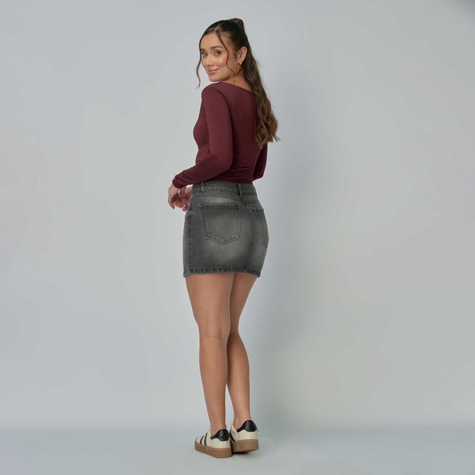 Falda dama rígida, color Gris - Vista 4