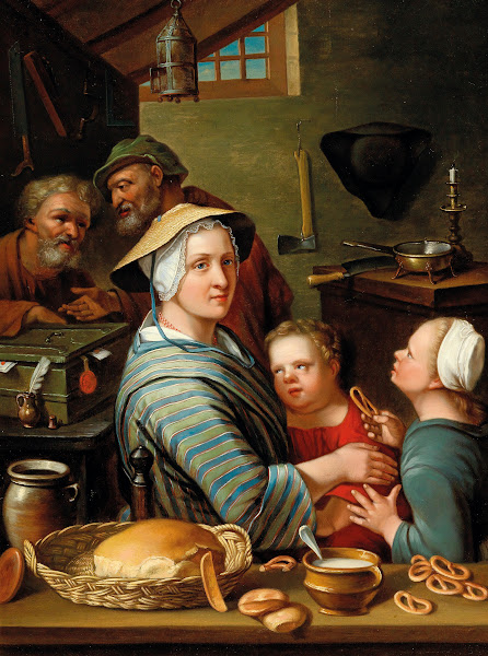 A Kitchen Interior With Figures