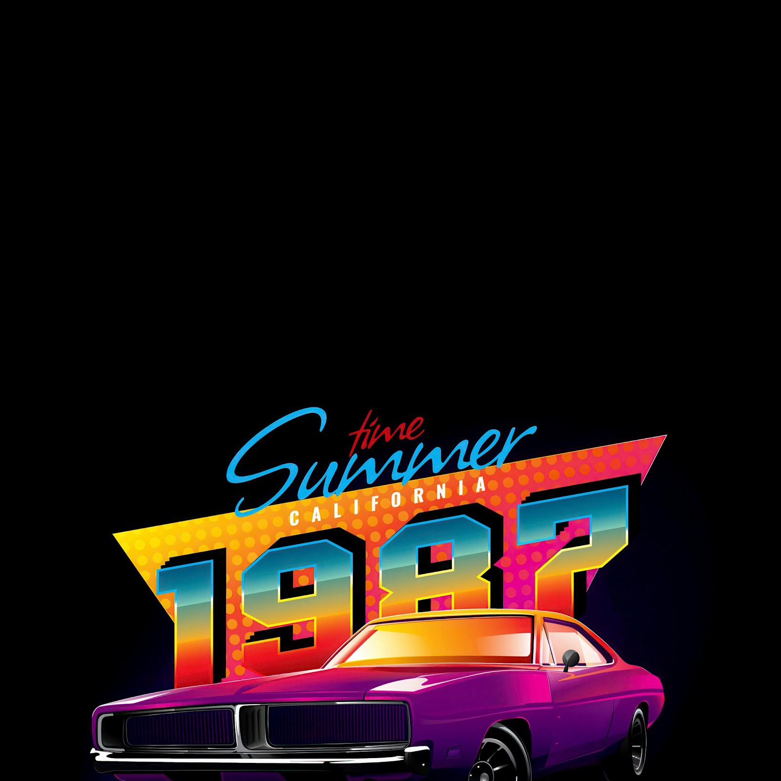 Download California Summer 1987 Synthwave Car 4K iPhone
