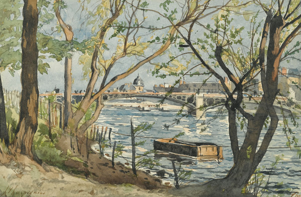 Paris View Of The Seine With The Carrousel Bridge