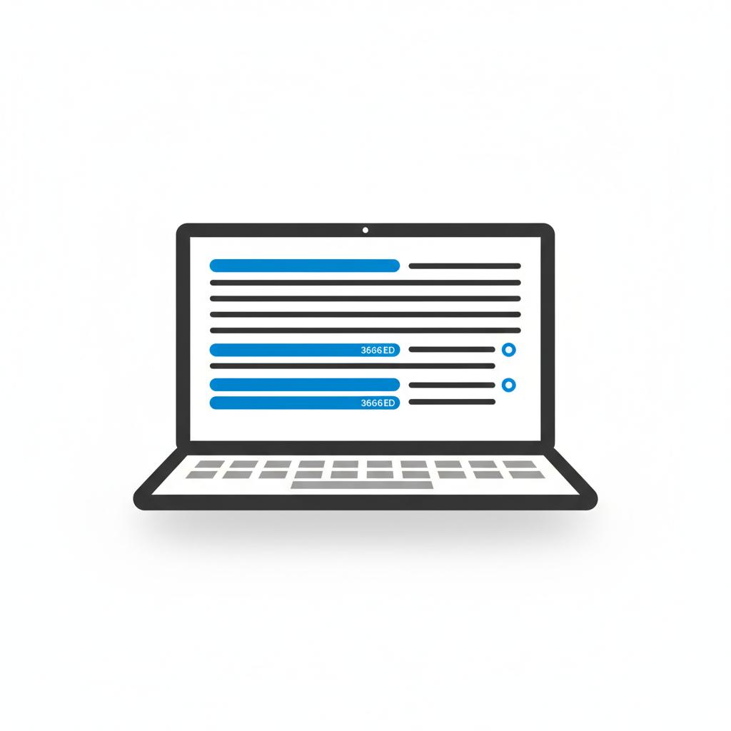 Minimalist vector illustration of a laptop displaying a simplified vehicle history report with three highlighted service entries in blue for jeeps for sale