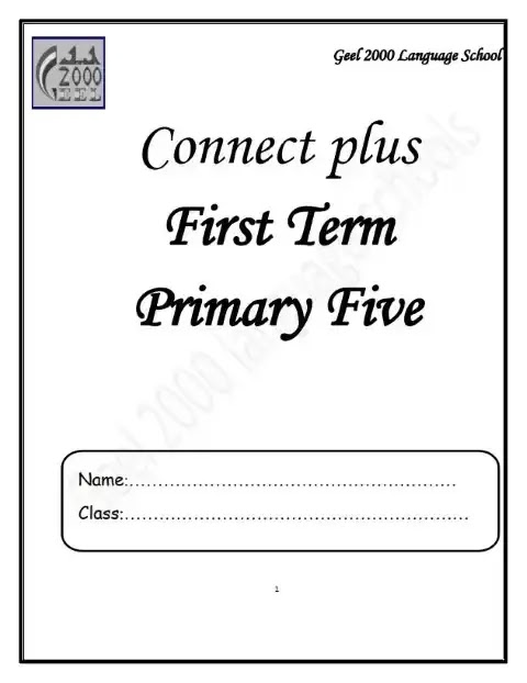 أقوى مذكرة Connect Plus 1 للصف الأول الابتدائي الترم الأول (High Level English)
