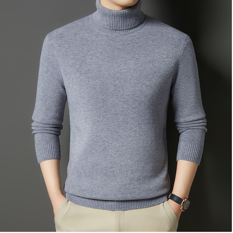 Men's turtleneck sweater with wool content, thick