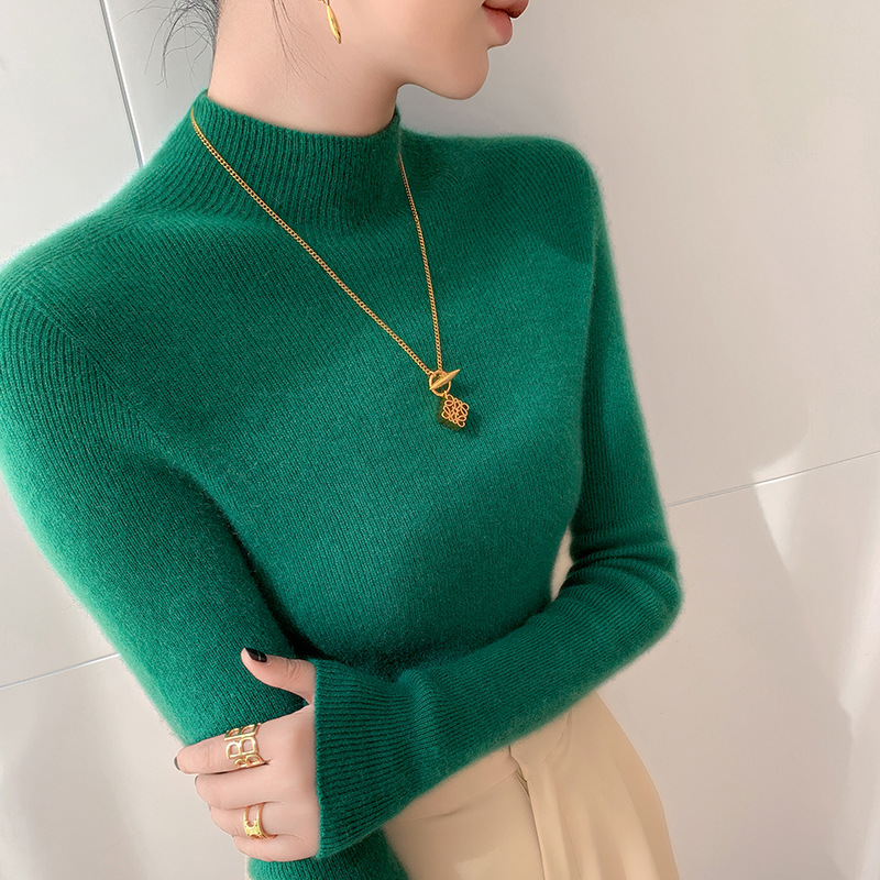 Women's Cashmere Sweater, High Collar, Slim Fit