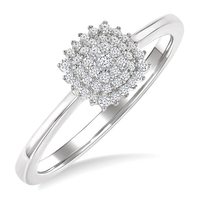 Cushion Shape Petite Cluster Diamond Fashion Ring