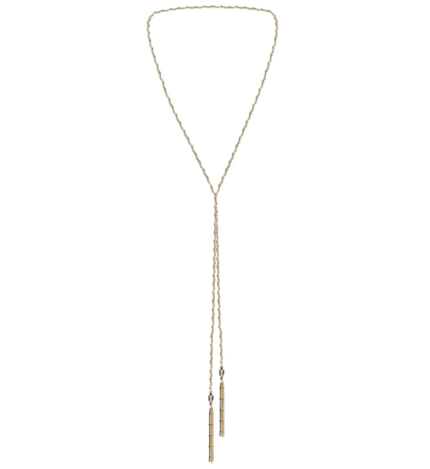 Длинное плетёное колье‑лариат GOLD