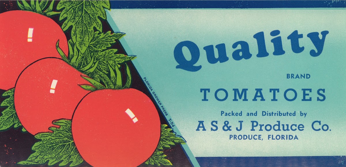 Quality Brand Tomatoes Label 1954