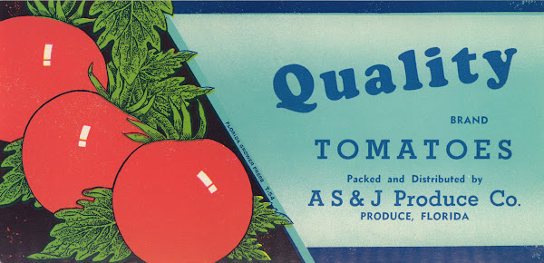 Quality Brand Tomatoes Label 1954