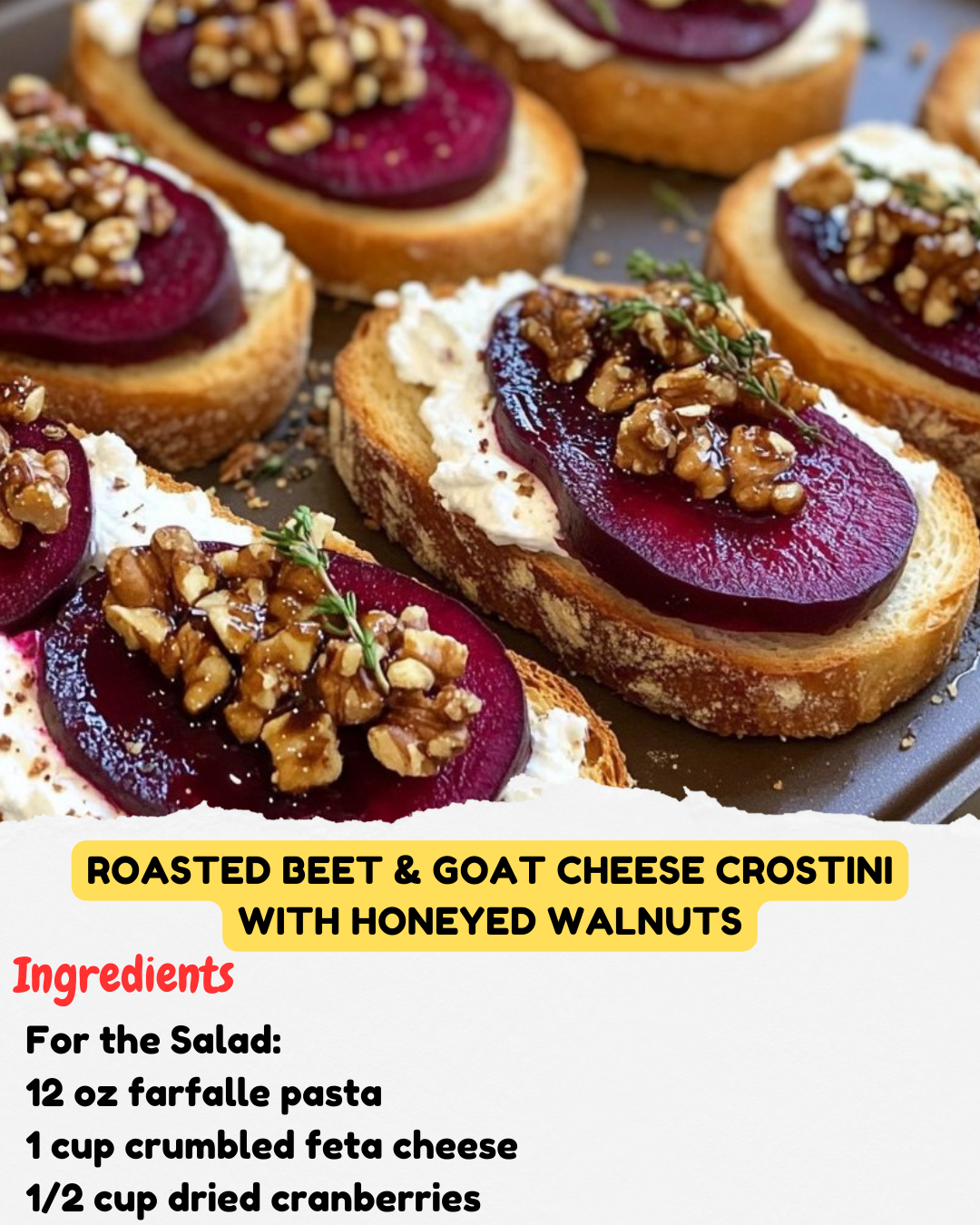 Roasted Beet & Goat Cheese Crostini with Honeyed Walnuts