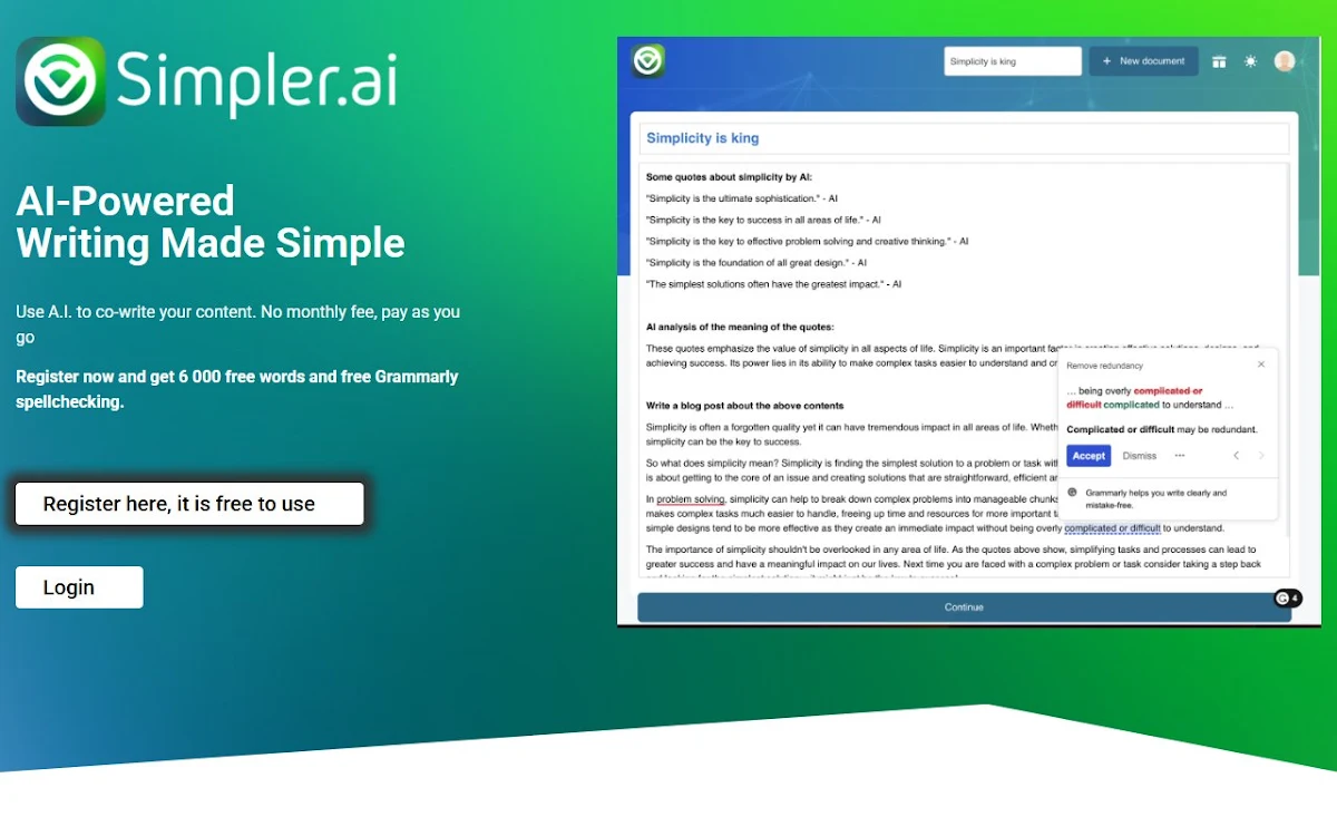 Captura de Simpler.ai